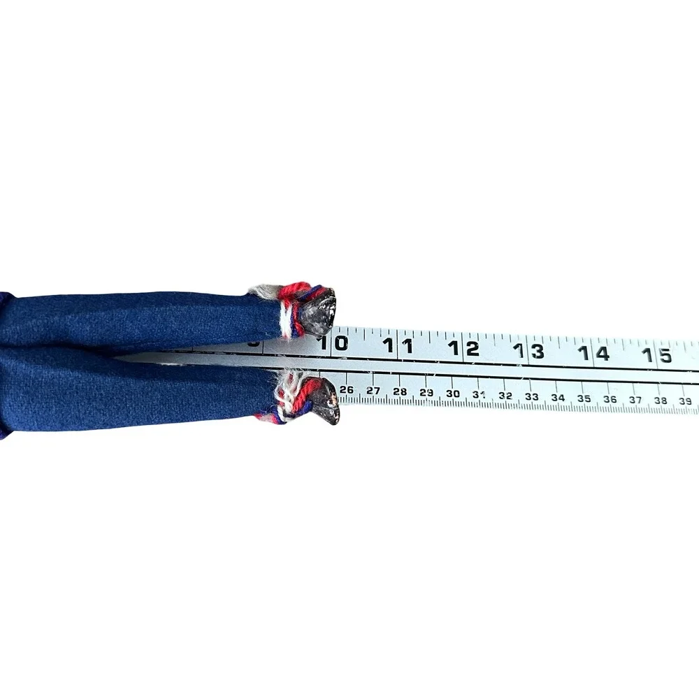 Vintage Scandanavian Handcrafted Skier Doll Wooden Skis Poles Knit Sweater 10
